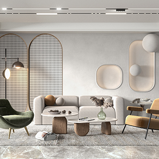 现代客厅沙发茶几工程C4D模型下载