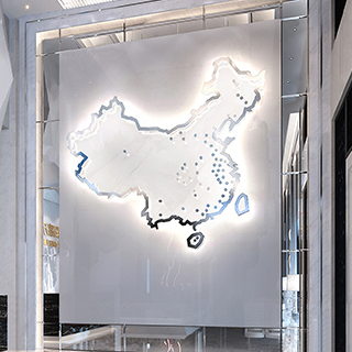 现代墙饰灯光中国版图c4d模型下载